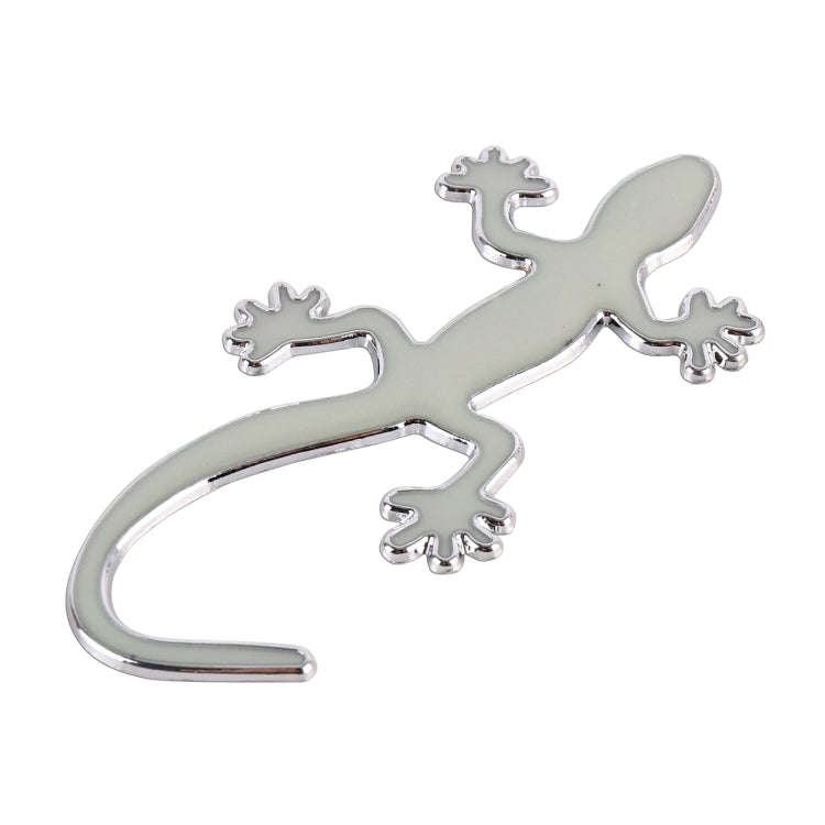 Gecko Shape Metal Car Luminous Decorative Sticker (Silver)