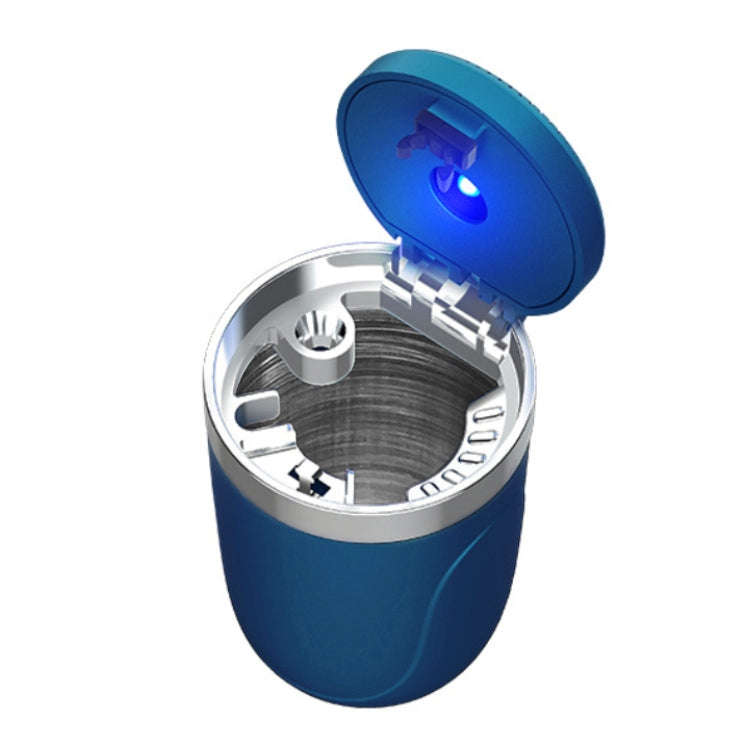 Portable Car Stainless Steel Liner Cigarette Ashtray with Light(Dark Blue)