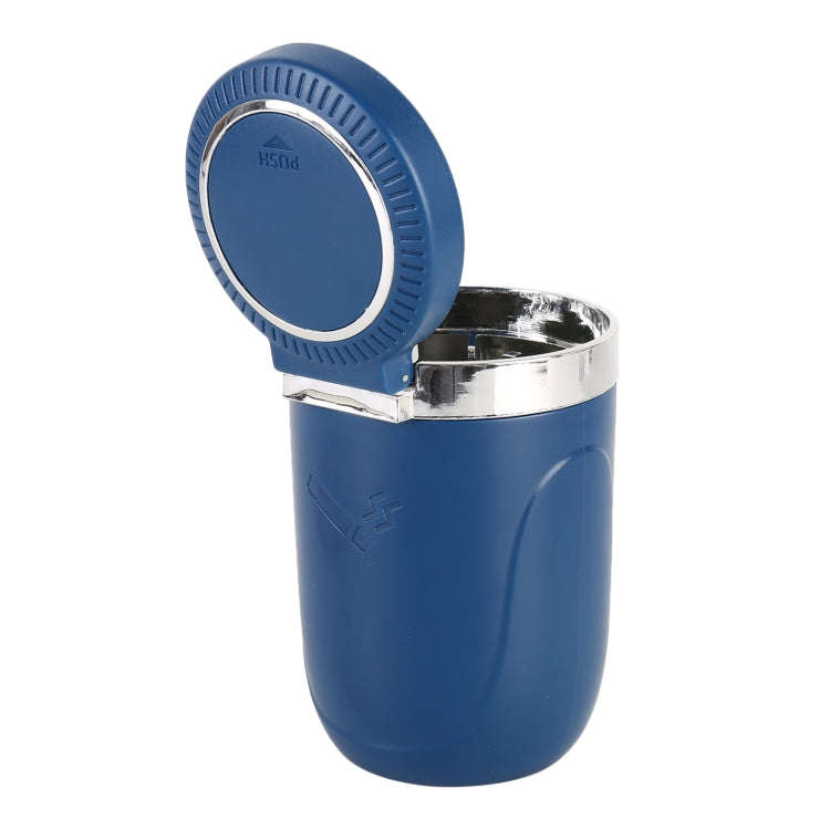 Portable Car Stainless Steel Liner Cigarette Ashtray with Light(Dark Blue)