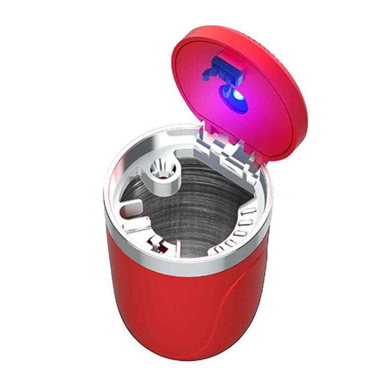 Portable Car Stainless Steel Liner Cigarette Ashtray with Light(Red)