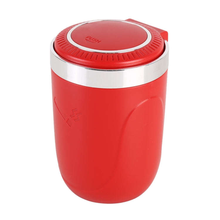 Portable Car Stainless Steel Liner Cigarette Ashtray with Light(Red)