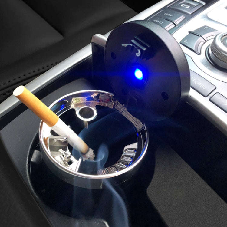 Portable Car Stainless Steel Liner Cigarette Ashtray with Light(Dark Blue)