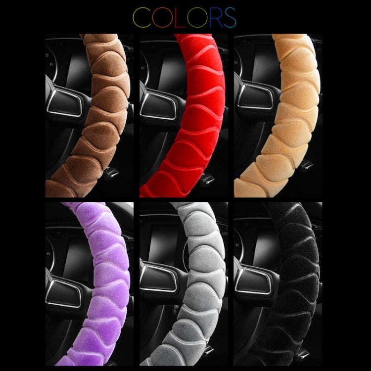 Car Universal Short Plush Warm Anti-skid Steering Wheel Cover, Adaptation Steering Wheel Diameter...