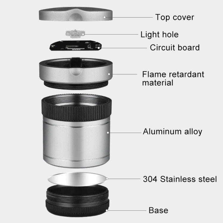 Multi-function Portable Creative LED Car Cigarette Ash Tray Ashtray with Lid(Silver)