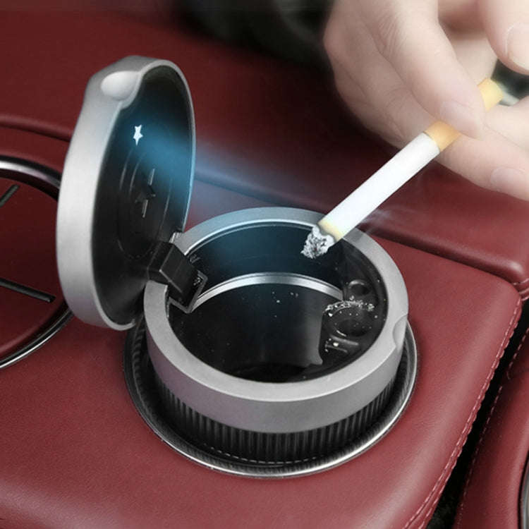 Multi-function Portable Creative LED Car Cigarette Ash Tray Ashtray with Lid(Silver)