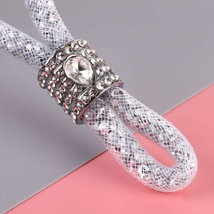 Car Diamond Metal + Plastic Keychain (White)