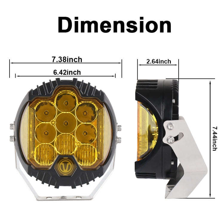 OL-1950Y 7 inch DC12V-30V 8000LM 6500K 90W Car LED Light on Three Sides Headlight for Jeep Wrangl...