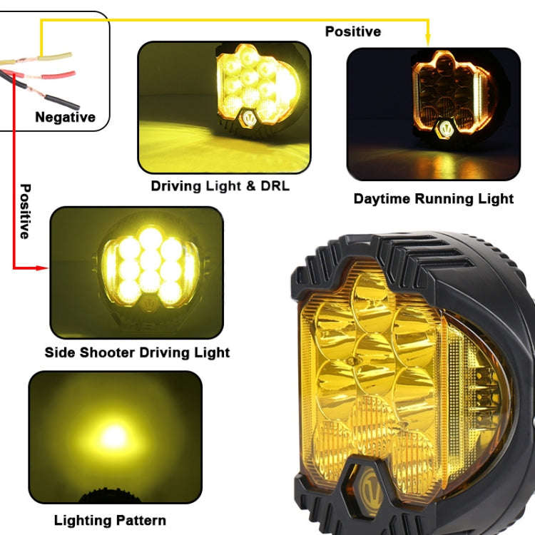 OL-1950Y 7 inch DC12V-30V 8000LM 6500K 90W Car LED Light on Three Sides Headlight for Jeep Wrangl...