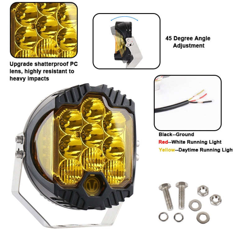 OL-1950Y 7 inch DC12V-30V 8000LM 6500K 90W Car LED Light on Three Sides Headlight for Jeep Wrangl...