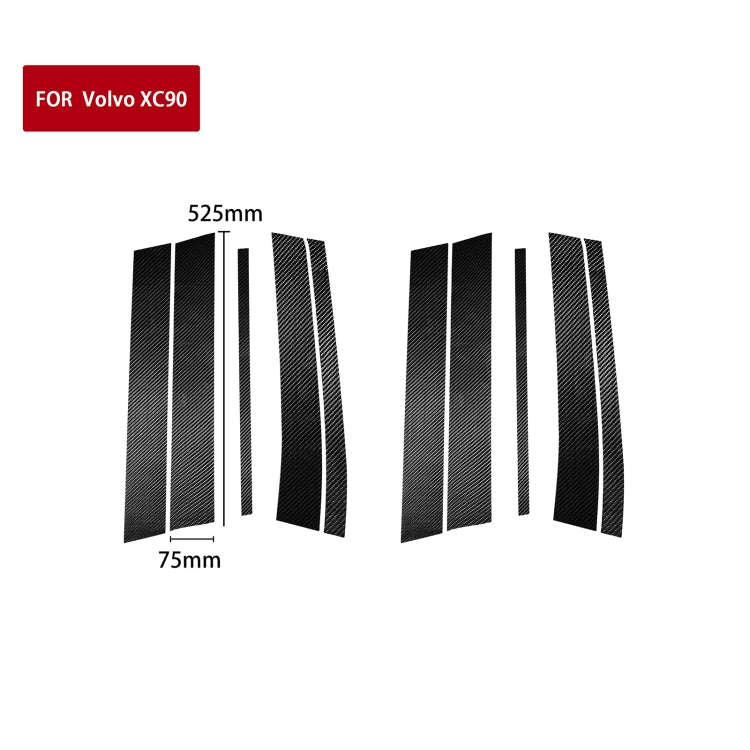 10 in 1 Car Carbon Fiber Door and Window Pillar Decorative Sticker for Volvo XC90 2003-2014, Left...