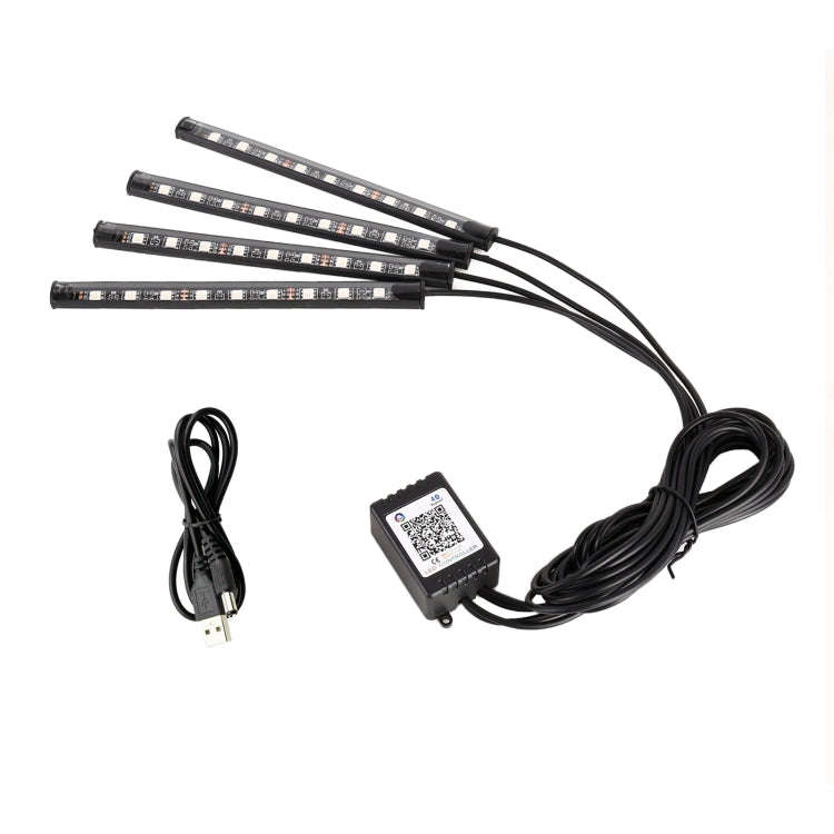 4 in 1 Universal Car USB 8-color APP Control LED Atmosphere Light Decorative Lamp, with 9LEDs Lam...