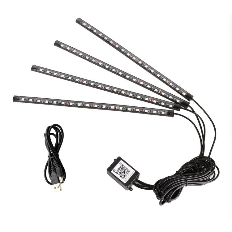4 in 1 Universal Car USB 8-color APP Control LED Atmosphere Light Decorative Lamp, with 18LEDs La...