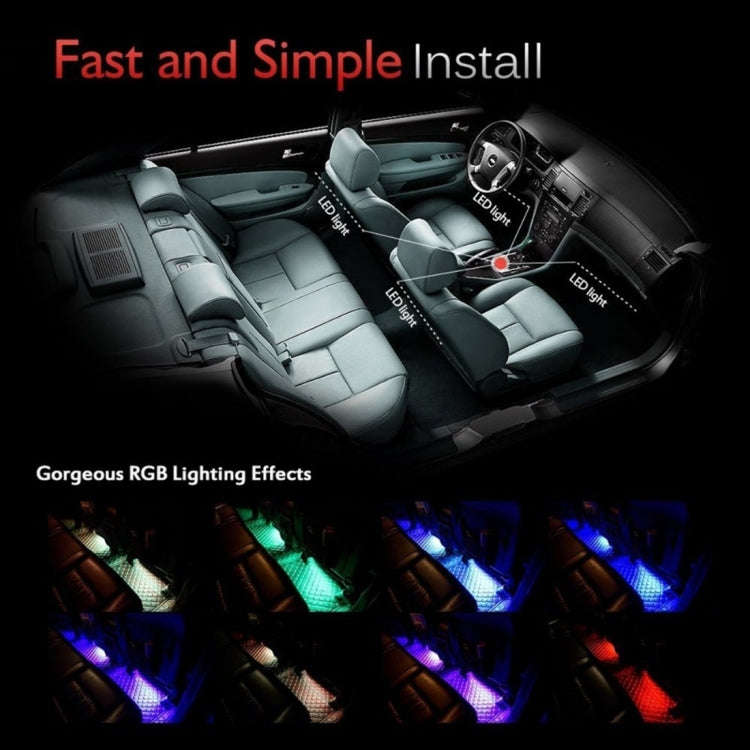 4 in 1 Universal Car USB 8-color APP Control LED Atmosphere Light Decorative Lamp, with 18LEDs La...