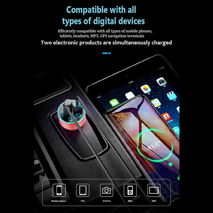 C1 Multifunctional Car Dual USB Charger MP3 Music Player Bluetooth FM Transmitter (Black)
