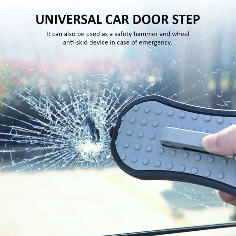 Multi-functional Car Door Sill Step Pedals Pads with Safety Hammer(Black)