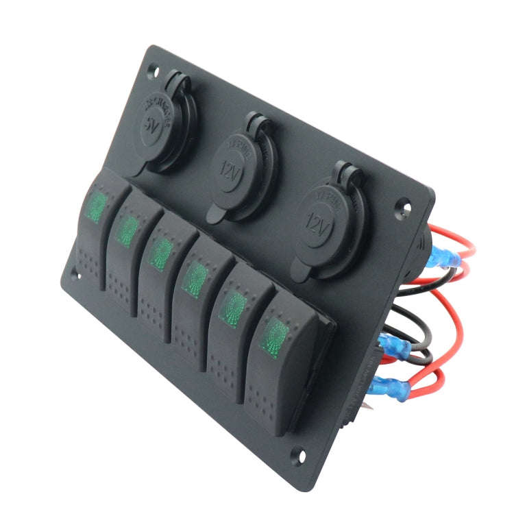 Multi-functional Combination Switch Panel 12V / 24V 6 Way Switches + Dual USB Charger for Car RV ...