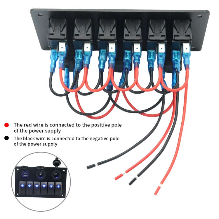 Multi-functional Combination Switch Panel 12V / 24V 6 Way Switches + Dual USB Charger for Car RV ...