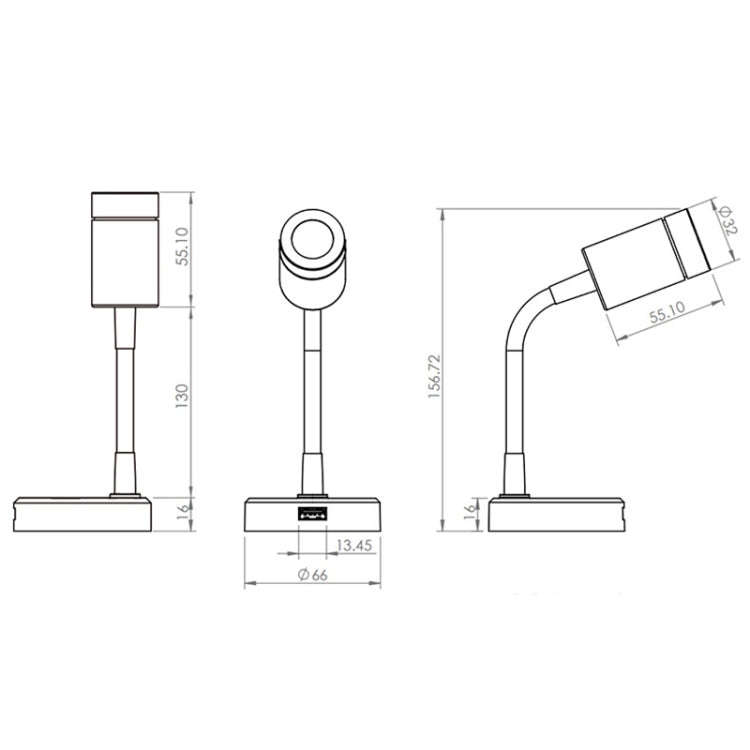 130mm RV 10-30V Multi-functional Reading Light with Touch Switch, Style: Hose