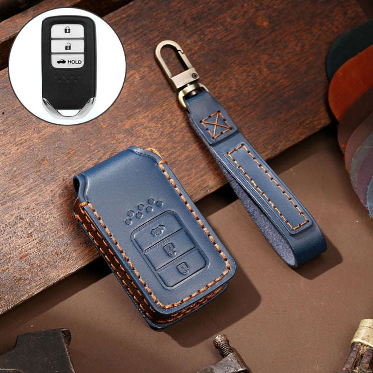 Hallmo Car Cowhide Leather Key Protective Cover Key Case for Honda Civic / Accord 3-button Tail B...