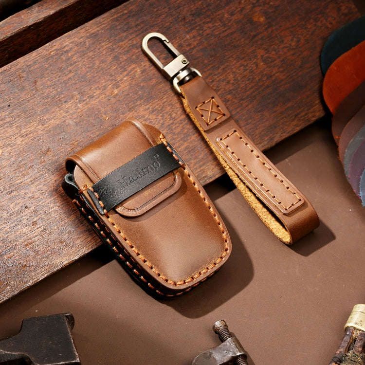 Hallmo Car Cowhide Leather Key Protective Cover Key Case for Toyota Corolla 2017 3-button(Brown)