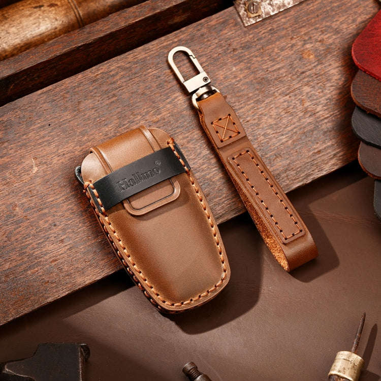 Hallmo Car Cowhide Leather Key Protective Cover Key Case for Haval H6(Brown)
