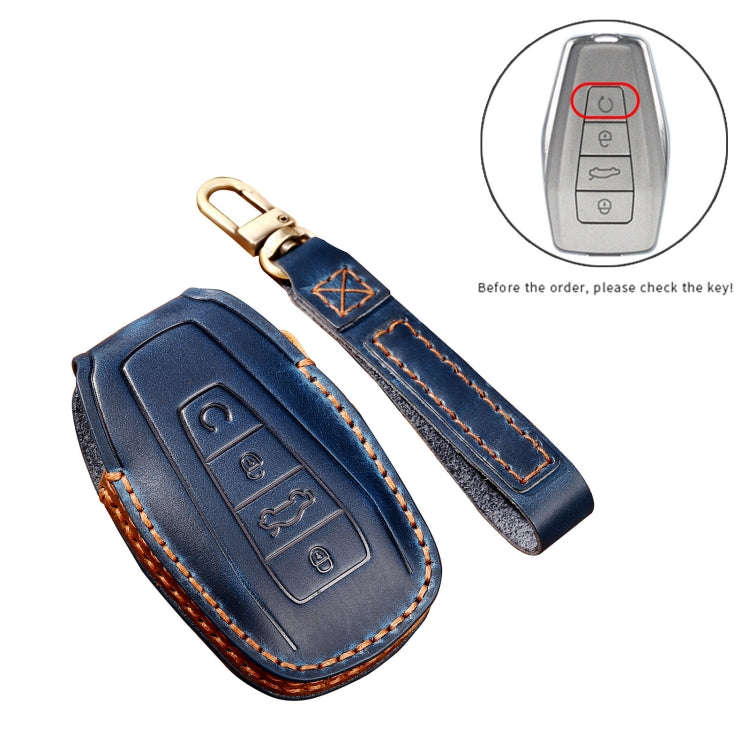 Hallmo Car Cowhide Leather Key Protective Cover Key Case for Geely Emgrand B Style(Brown)