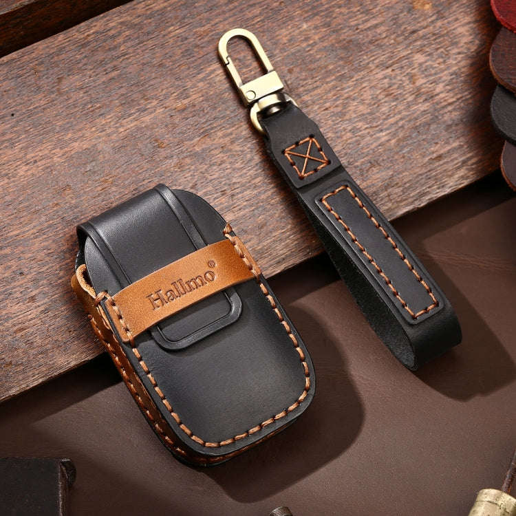 Hallmo Car Cowhide Leather Key Protective Cover Key Case for Subaru Forester(Black)