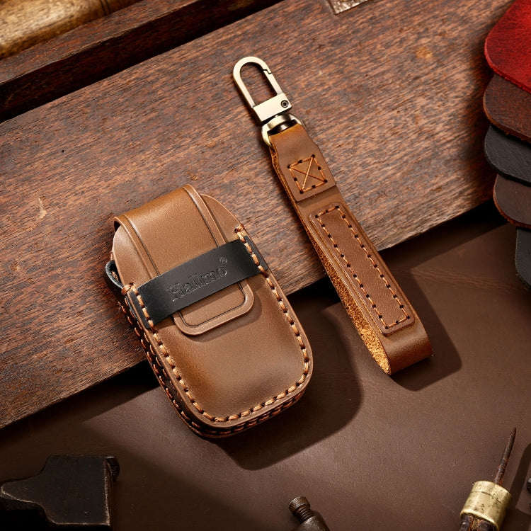 Hallmo Car Cowhide Leather Key Protective Cover Key Case for Subaru Forester(Brown)