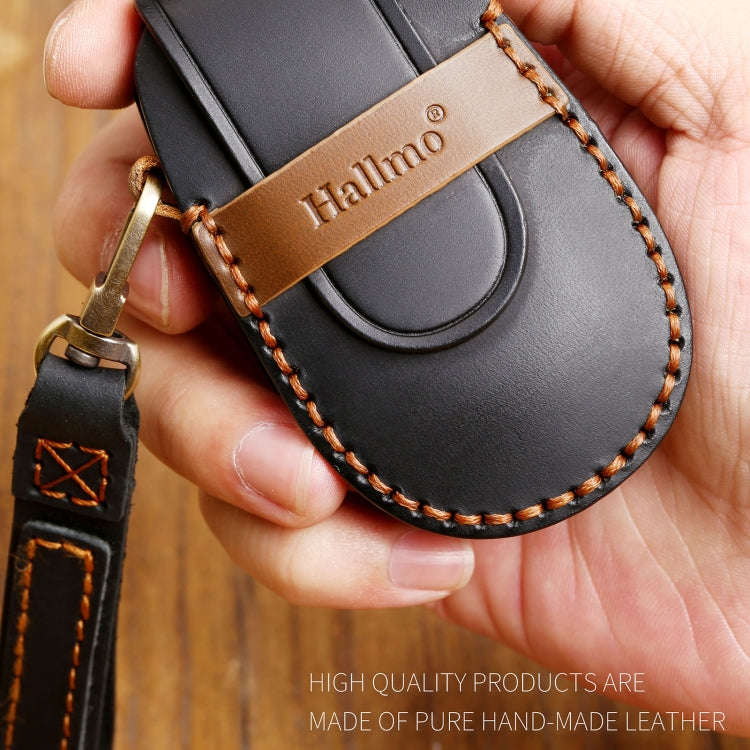 Hallmo Car Cowhide Leather Key Protective Cover Key Case for NIO ES6 / ES8(Brown)