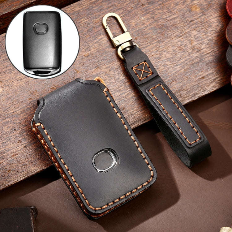 Hallmo Car Cowhide Leather Key Protective Cover Key Case for New Mazda Axela(Black)