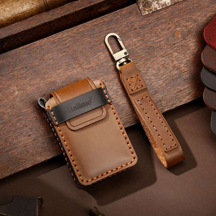 Hallmo Car Cowhide Leather Key Protective Cover Key Case for New Mazda Axela(Brown)
