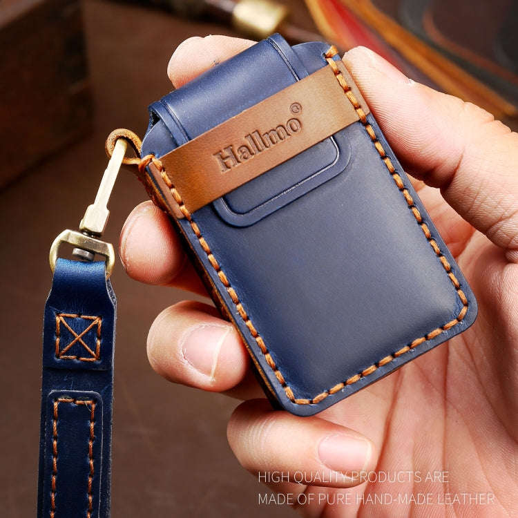 Hallmo Car Cowhide Leather Key Protective Cover Key Case for New Mazda Axela(Blue)
