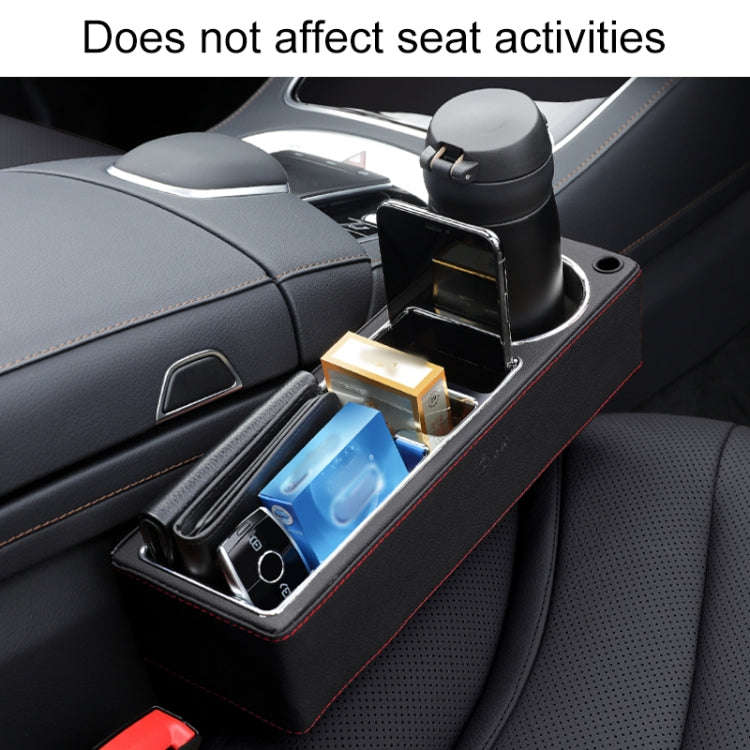 Car Multi-functional Console PU Leather Box Cup Holder Seat Gap Side Storage Box (Black)