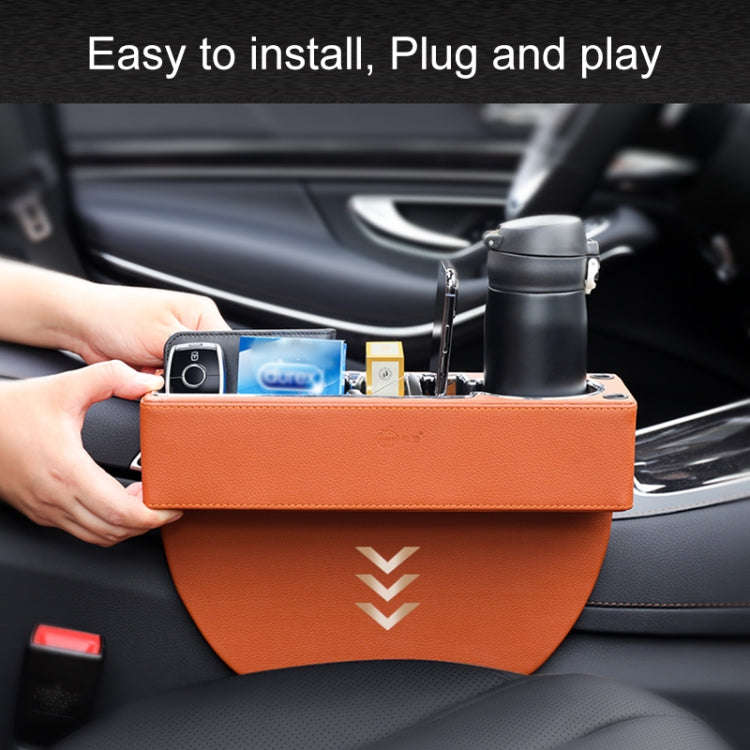 Car Multi-functional Console PU Leather Box Cup Holder Seat Gap Side Storage Box (Black)