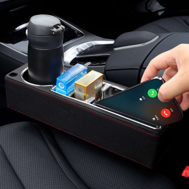 Car Multi-functional Console PU Leather Box Cup Holder Seat Gap Side Storage Box (Black)