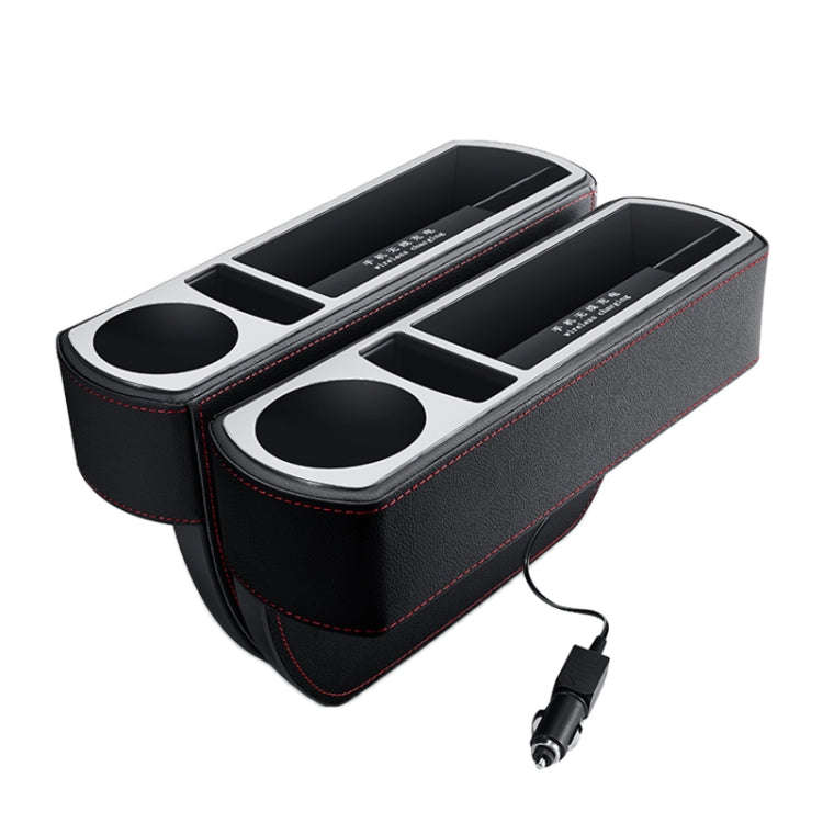 Car Multi-functional Wireless Fast Charge Console PU Leather Box Cup Holder Seat Gap Side Storage...