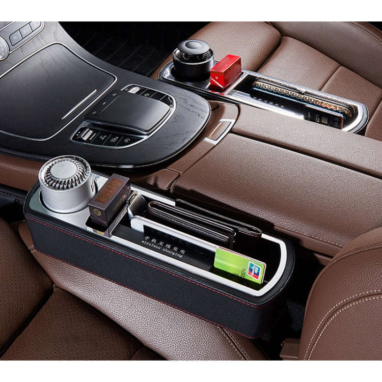 Car Multi-functional Wireless Fast Charge Console PU Leather Box Cup Holder Seat Gap Side Storage...