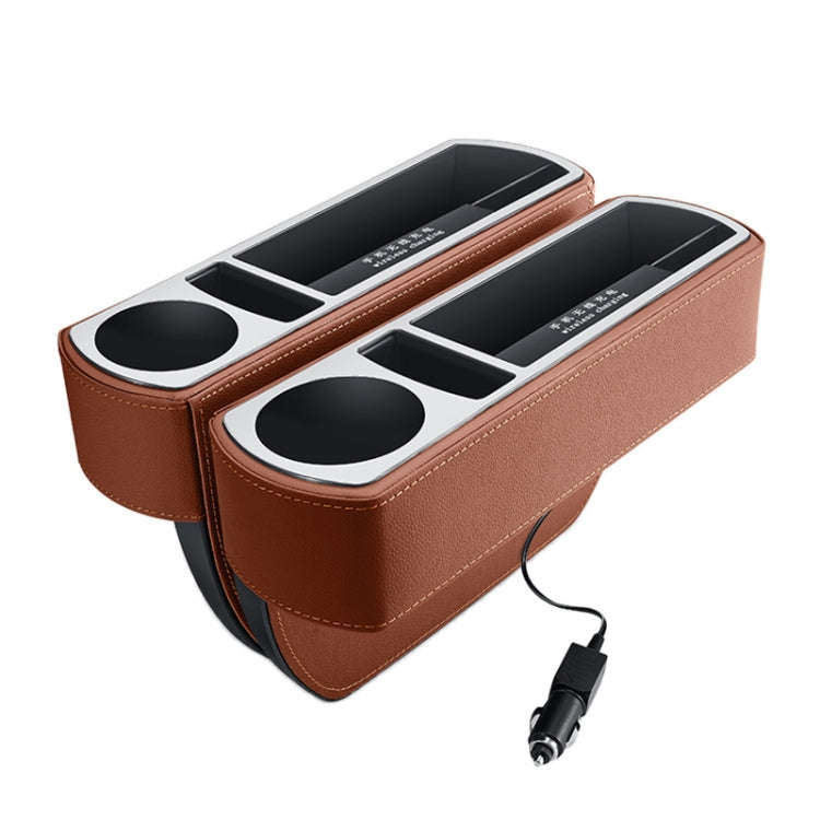 Car Multi-functional Wireless Fast Charge Console PU Leather Box Cup Holder Seat Gap Side Storage...