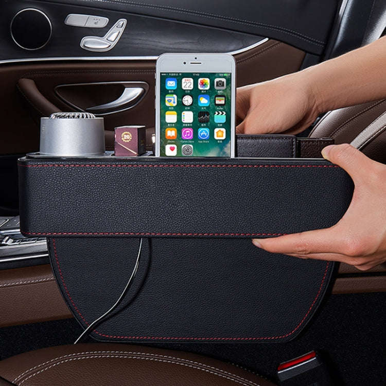Car Multi-functional Wireless Fast Charge Console PU Leather Box Cup Holder Seat Gap Side Storage...
