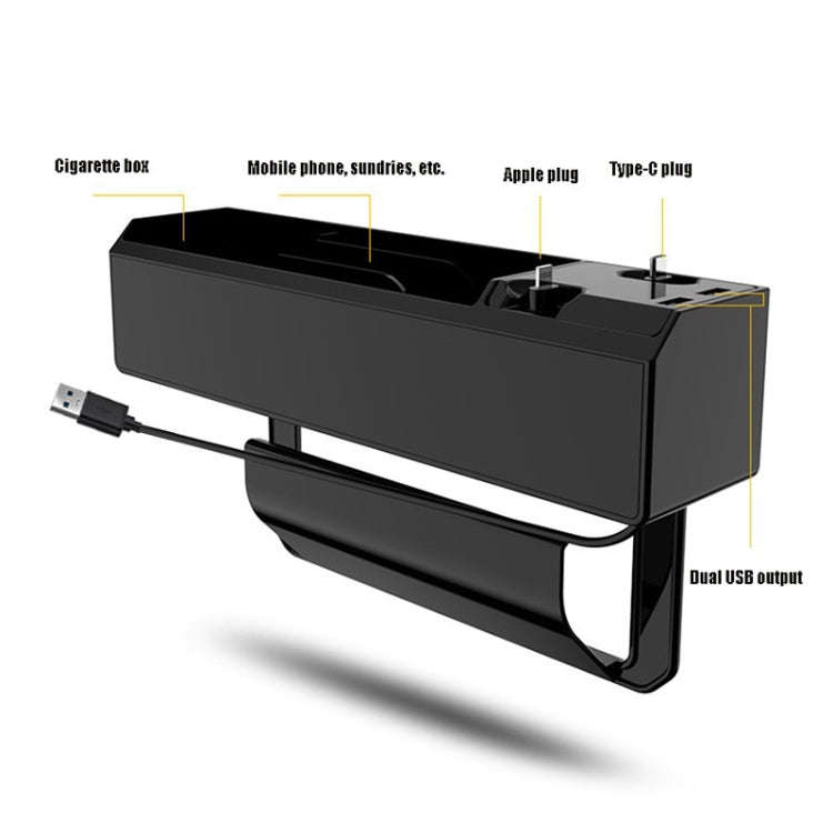 USB-C / Type-C + 8PIN Interface Car Multi-functional Cup Holder Seat Gap Side Storage Box