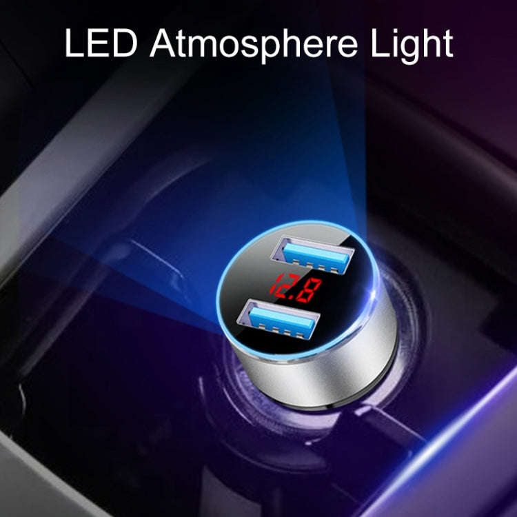 JMG-C016A 5V 3.1A Car Dual USB Charger with LED Display(Black)