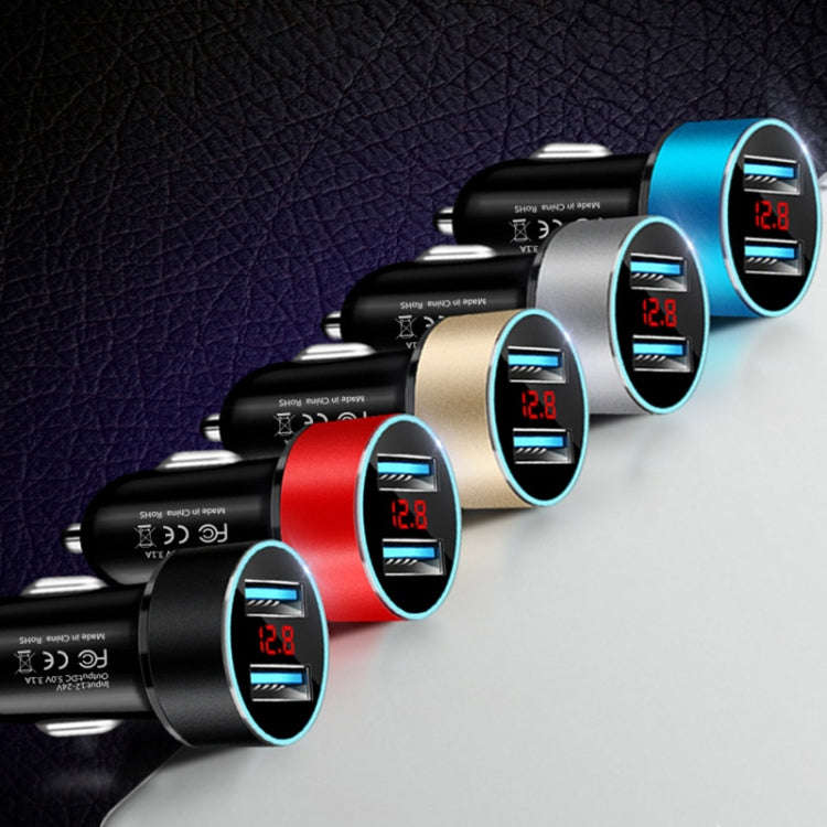 JMG-C016A 5V 3.1A Car Dual USB Charger with LED Display(Black)