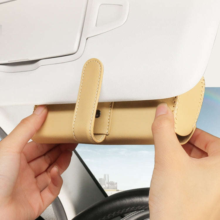 533 Car Glasses Storage Bag Glasses Box (Beige)