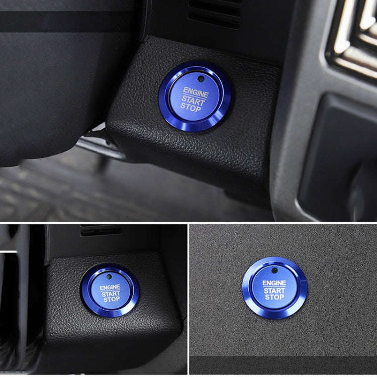 Car Engine Start Key Push Button Ring Trim Sticker Decoration for Ford F150 (Blue)