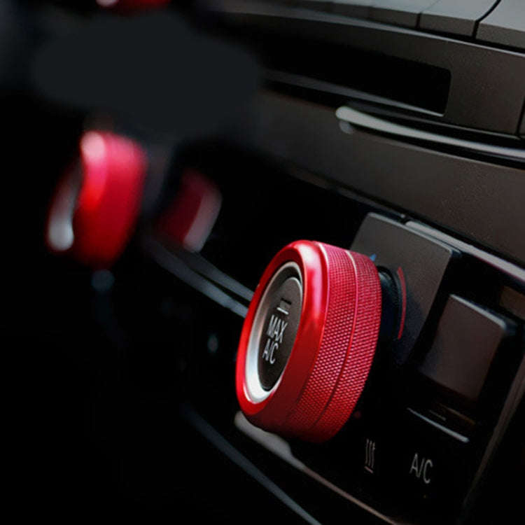 3 PCS Car Metal Air Conditioner Knob Case for BMW X1 / X2 / GT (Red)