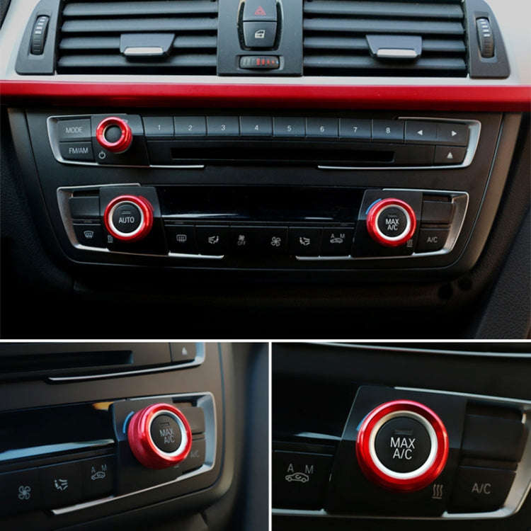 3 PCS Car Metal Air Conditioner Knob Case for BMW X1 / X2 / GT (Red)