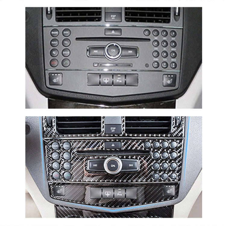 2 PCS Car Carbon Fiber CD Adjustment Frame Decorative Sticker for Mercedes-Benz W204, Left Driving