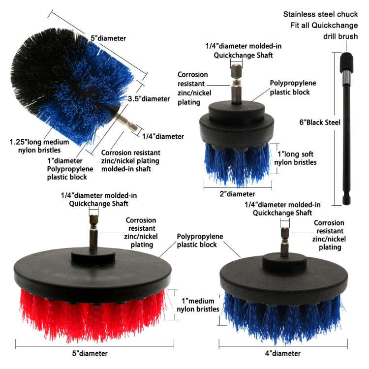 4 in 1 Floor Wall Window Glass Cleaning Descaling Electric Drill Brush Head Set, Random Color Del...