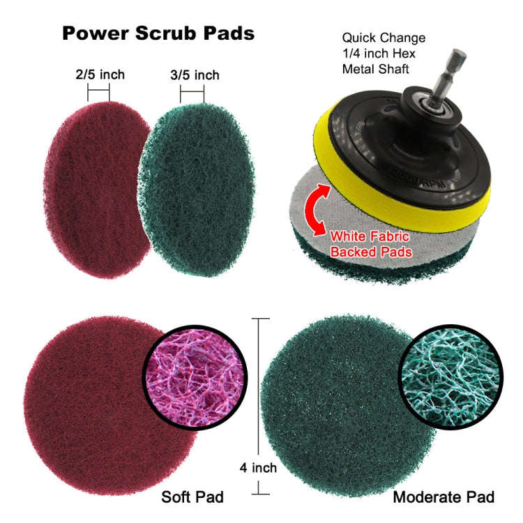 15 in 1 Floor Wall Window Glass Cleaning Descaling Electric Drill Brush Head Set, Random Color De...