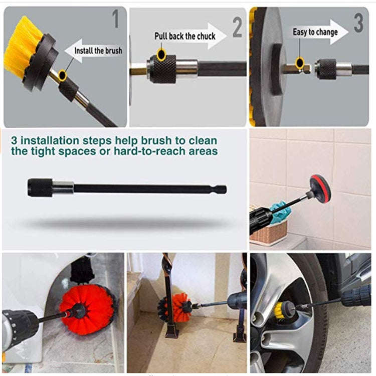 31 in 1 Floor Wall Window Glass Cleaning Descaling Electric Drill Brush Head Set